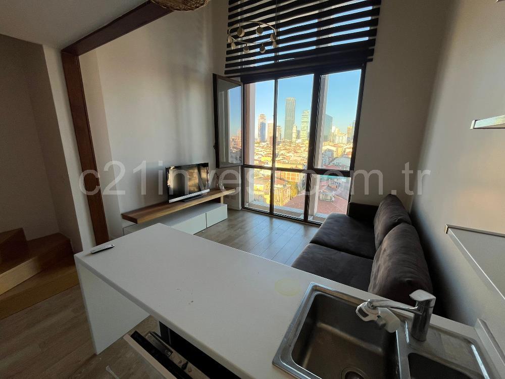 Nef163 1+1 Satılık Loft Geniş Yüksek Kat Kanyon Cephe Daire