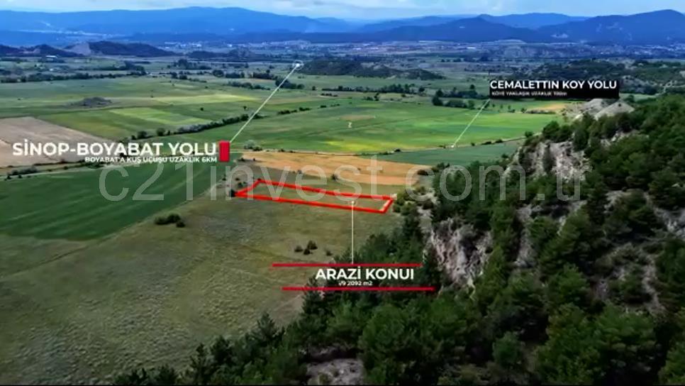 SİNOP BOYABAT YOLUNA ÇOK YAKIN 2092 M2 TARLA SATILIKTIR.